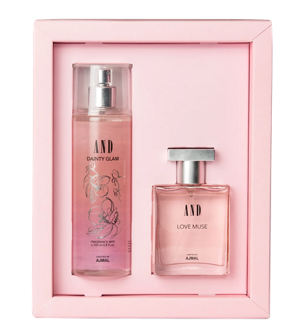 AND Love Muse Eau De Perfume 50ML & Dainty Glam Body Mist 200ML for Women Pack of 2